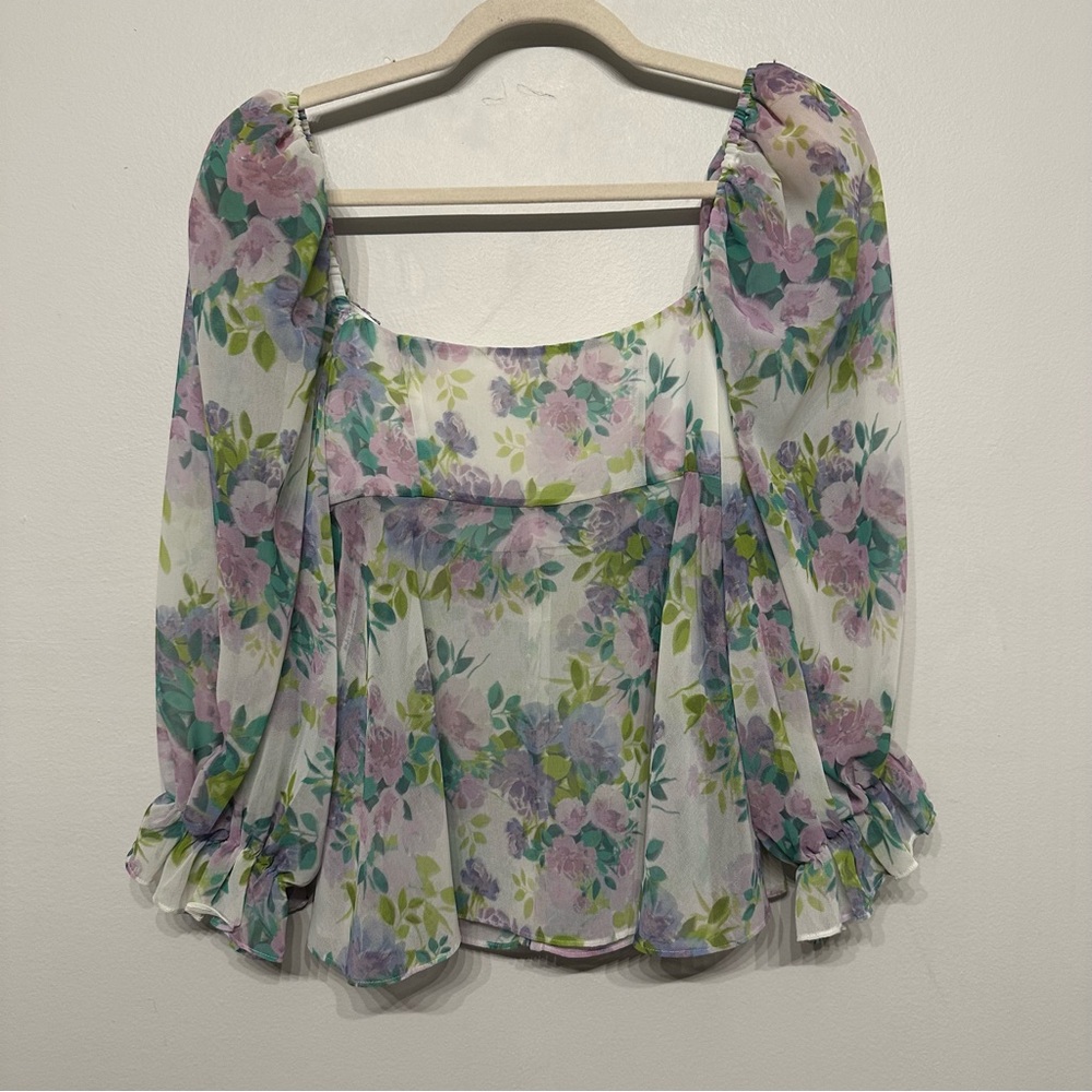 For Love and Lemons Meadow Blouse Lavender Small - Picture 6 of 10